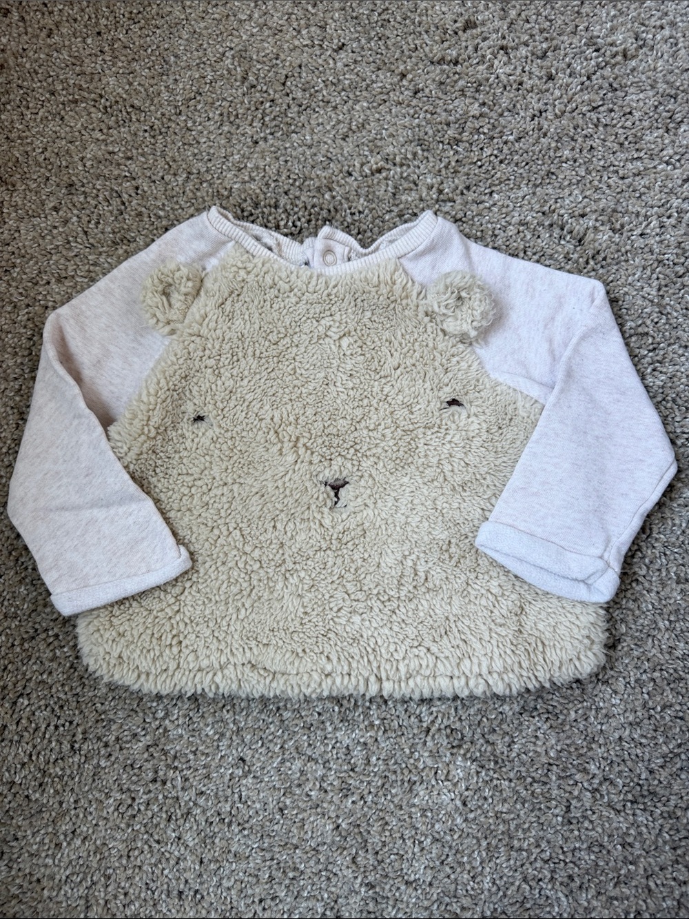 Zara Cozy Cream Teddy Sherpa Pullover Size 6-9 months